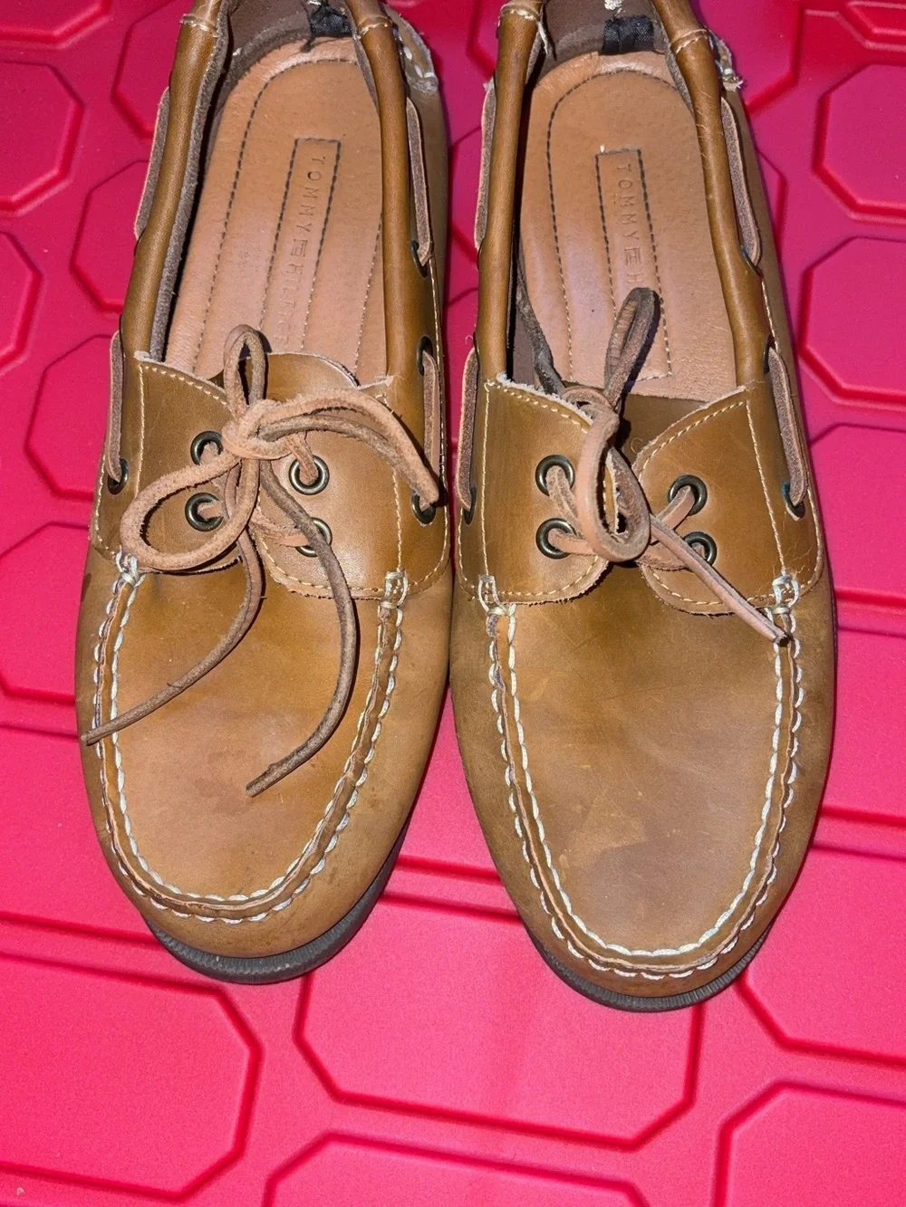 Tommy Hilfiger Men’s Brown Leather Boat Shoes 8